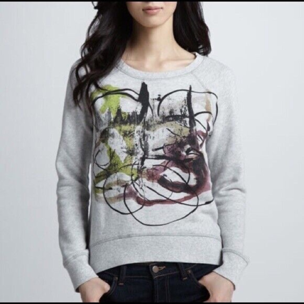 Proenza Schouler Gray and Black Crew Neck Sweater